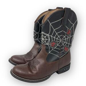 Roper Light Up Spider Web Cowboy Western Boots Little Kids Youth Size 2 Black